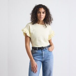 RW&CO Light Yellow Ruffled Sleeve Tee